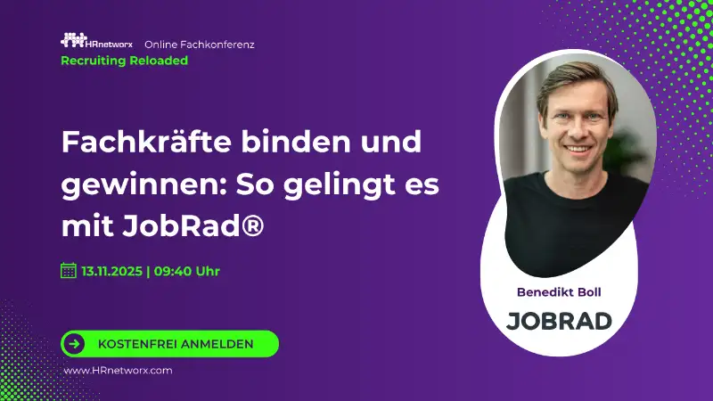 Teaserbild Web-Seminar: Recruiting Reloaded von JobRad® bei hrnetworx im November 2025